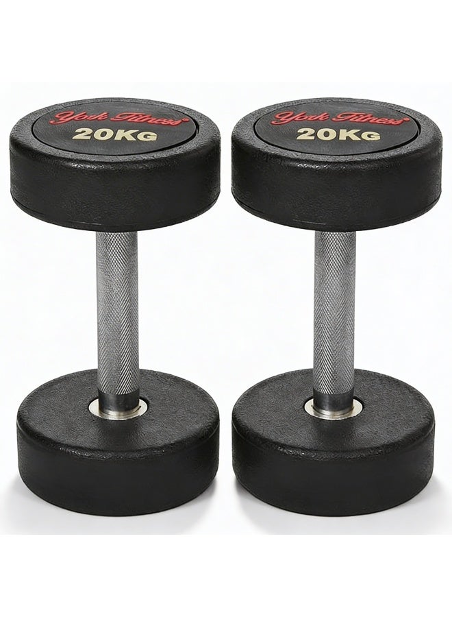 York DZLG11 20 kg Rubber Round Dumbbell - Image 1